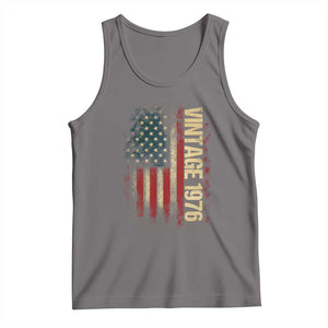 Vintage 1976 Distressed American Flag Tank Top Patriotic 50th Birthday Graphic TS02 Deep Heather Print Your Wear