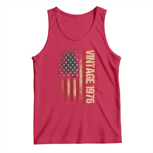 Vintage 1976 Distressed American Flag Tank Top Patriotic 50th Birthday Graphic TS02 Red Print Your Wear