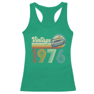 Vintage Sunset 1976 Retro Cassette Racerback Tank Top Mechanical Dial Tech Nostalgia 50th Birthday