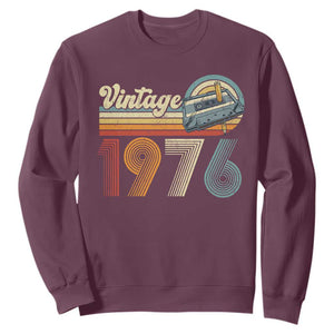Vintage Sunset 1976 Retro Cassette Sweatshirt Mechanical Dial Tech Nostalgia 50th Birthday TS02 Maroon Print Your Wear