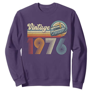 Vintage Sunset 1976 Retro Cassette Sweatshirt Mechanical Dial Tech Nostalgia 50th Birthday TS02 Purple Print Your Wear