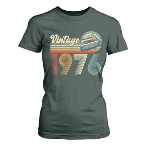 Vintage Sunset 1976 Retro Cassette T Shirt For Women Mechanical Dial Tech Nostalgia 50th Birthday TS02 Dark Forest Green Print Your Wear