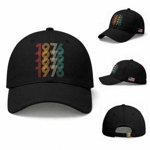 Retro 1976 Multi Line Neon Pop Typography Baseball Cap Vintage 50th Birthday Gift TS02 Baseball Cap Universal Fit Black Print Your Wear