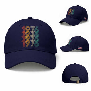 Retro 1976 Multi Line Neon Pop Typography Baseball Cap Vintage 50th Birthday Gift TS02 Baseball Cap Universal Fit Dark Blue Print Your Wear