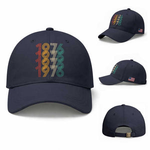 Retro 1976 Multi Line Neon Pop Typography Baseball Cap Vintage 50th Birthday Gift TS02 Baseball Cap Universal Fit Navy Print Your Wear