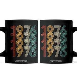 Retro 1976 Multi Line Neon Pop Typography Coffee Mug Vintage 50th Birthday Gift