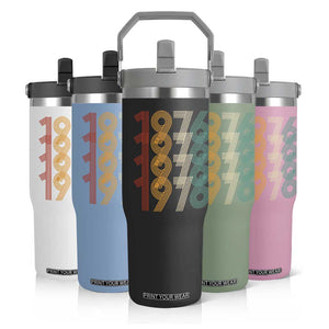 Retro 1976 Multi Line Neon Pop Typography Flip Straw Tumbler Vintage 50th Birthday Gift TS02 Print Your Wear