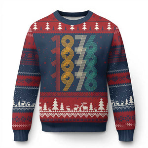 Retro 1976 Multi Line Neon Pop Typography Ugly Christmas Sweater Vintage 50th Birthday Gift TS02 Navy Red Print Your Wear