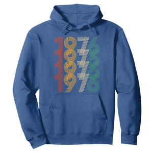 Retro 1976 Multi Line Neon Pop Typography Hoodie Vintage 50th Birthday Gift