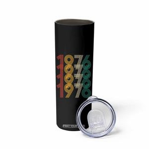 Retro 1976 Multi Line Neon Pop Typography Skinny Tumbler Vintage 50th Birthday Gift TS02 Print Your Wear