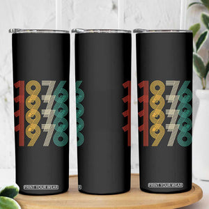 Retro 1976 Multi Line Neon Pop Typography Skinny Tumbler Vintage 50th Birthday Gift TS02 Print Your Wear