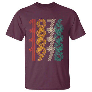 Retro 1976 Multi Line Neon Pop Typography T Shirt Vintage 50th Birthday Gift TS02 Maroon Print Your Wear