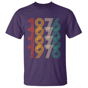 Retro 1976 Multi Line Neon Pop Typography T Shirt Vintage 50th Birthday Gift TS02 Purple Print Your Wear
