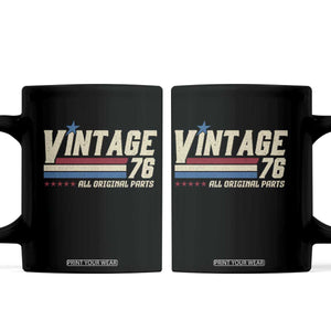 Vintage 76 All Original Parts Coffee Mug Retro Stripe Patriotic 50th Birthday TS02 Black Print Your Wear