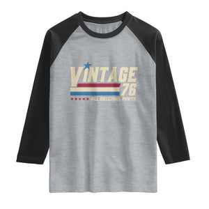 Vintage 76 All Original Parts Raglan Shirt Retro Stripe Patriotic 50th Birthday TS02 Heather Gray Black Print Your Wear