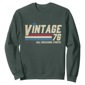 Vintage 76 All Original Parts Sweatshirt Retro Stripe Patriotic 50th Birthday TS02 Dark Forest Green Print Your Wear
