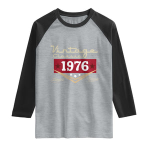 Vintage Classic 1976 Limited Edition Raglan Shirt Luxury Retro Milestone Birthday TS02 Heather Gray Black Print Your Wear