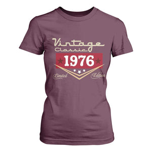 Vintage Classic 1976 Limited Edition T Shirt For Women Luxury Retro Milestone Birthday TS02 Maroon Print Your Wear