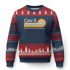 Gen X We Made Whatever An Emotion Ugly Christmas Sweater Vintage Retro 70s Rainbow Graphic