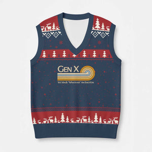 Gen X We Made Whatever An Emotion V-Neck Knit Sweater Vest Vintage Retro 70s Rainbow Graphic