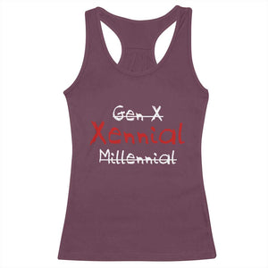 Gen X Xennial Millennial Racerback Tank Top Micro Generation Retro Typography Graphic