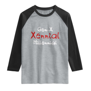 Gen X Xennial Millennial Raglan Shirt Micro Generation Retro Typography Graphic TS02 Heather Gray Black Print Your Wear