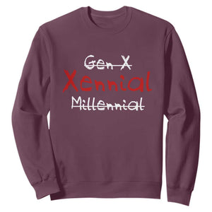 Gen X Xennial Millennial Sweatshirt Micro Generation Retro Typography Graphic TS02 Maroon Print Your Wear