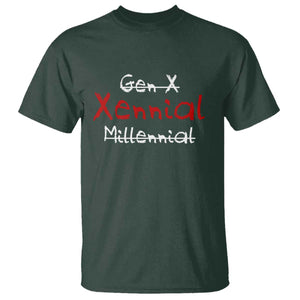 Gen X Xennial Millennial T Shirt Micro Generation Retro Typography Graphic TS02 Dark Forest Green Print Your Wear