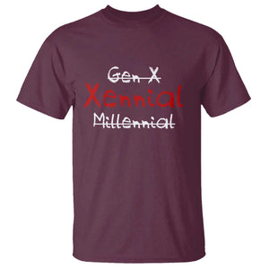 Gen X Xennial Millennial T Shirt Micro Generation Retro Typography Graphic TS02 Maroon Print Your Wear