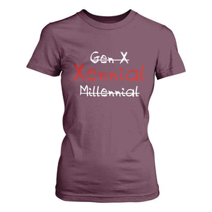 Gen X Xennial Millennial T Shirt For Women Micro Generation Retro Typography Graphic