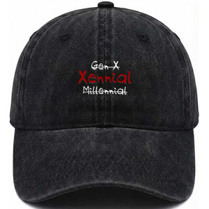 Gen X Xennial Millennial Washed Cotton Baseball Cap Micro Generation Retro Typography Graphic TS02 Print Your Wear