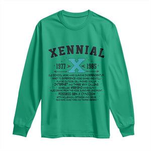 Xennial Definition 1977 to 1985 Long Sleeve Shirt Vintage Dictionary Style Graphic TS02 Irish Green Print Your Wear