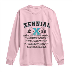 Xennial Definition 1977 to 1985 Long Sleeve Shirt Vintage Dictionary Style Graphic TS02 Light Pink Print Your Wear