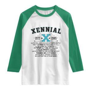 Xennial Definition 1977 to 1985 Raglan Shirt Vintage Dictionary Style Graphic TS02 White Kelly Green Print Your Wear