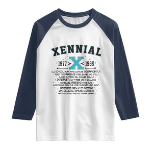 Xennial Definition 1977 to 1985 Raglan Shirt Vintage Dictionary Style Graphic TS02 White Navy Print Your Wear