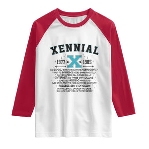 Xennial Definition 1977 to 1985 Raglan Shirt Vintage Dictionary Style Graphic TS02 White Red Print Your Wear
