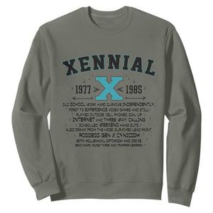 Xennial Definition 1977 to 1985 Sweatshirt Vintage Dictionary Style Graphic TS02 Military Green Print Your Wear