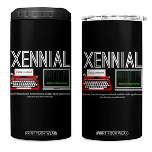 Xennial Typewriter and Computer Screen 4 in 1 Can Cooler Tumbler Analog Childhood Digital Adulthood TS02 One Size: 16 oz Black Print Your Wear