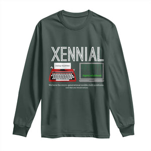 Xennial Typewriter and Computer Screen Long Sleeve Shirt Analog Childhood Digital Adulthood TS02 Dark Forest Green Print Your Wear