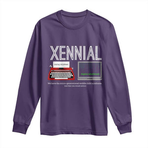 Xennial Typewriter and Computer Screen Long Sleeve Shirt Analog Childhood Digital Adulthood TS02 Purple Print Your Wear