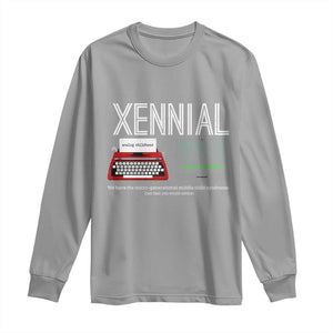 Xennial Typewriter and Computer Screen Long Sleeve Shirt Analog Childhood Digital Adulthood TS02 Sport Gray Print Your Wear