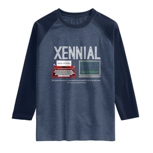 Xennial Typewriter and Computer Screen Raglan Shirt Analog Childhood Digital Adulthood