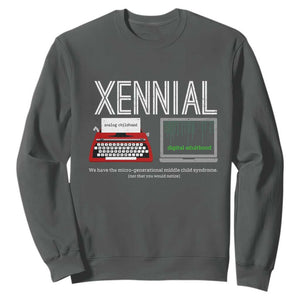 Xennial Typewriter and Computer Screen Sweatshirt Analog Childhood Digital Adulthood