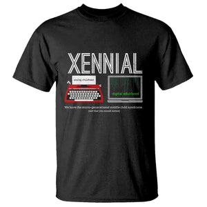 Xennial Typewriter and Computer Screen T Shirt Analog Childhood Digital Adulthood