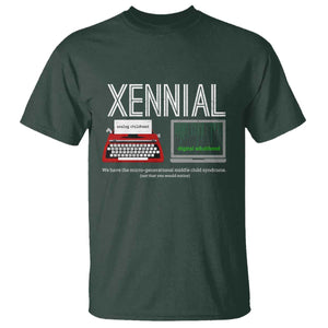 Xennial Typewriter and Computer Screen T Shirt Analog Childhood Digital Adulthood
