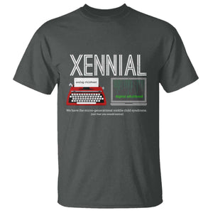 Xennial Typewriter and Computer Screen T Shirt Analog Childhood Digital Adulthood