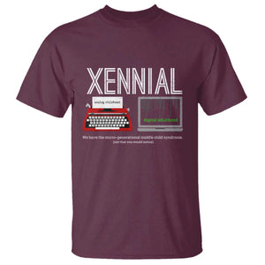 Xennial Typewriter and Computer Screen T Shirt Analog Childhood Digital Adulthood