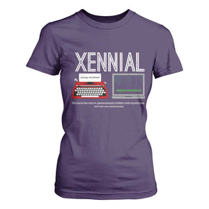 Xennial Typewriter and Computer Screen T Shirt For Women Analog Childhood Digital Adulthood TS02 Purple Print Your Wear