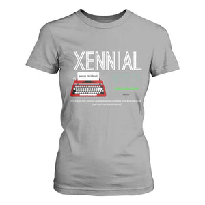 Xennial Typewriter and Computer Screen T Shirt For Women Analog Childhood Digital Adulthood TS02 Sport Gray Print Your Wear