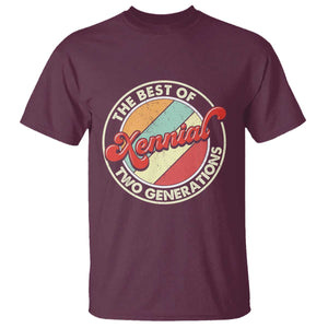 Xennial The Best of Two Generations T Shirt Retro Sunset Vintage 70s Graphic TS02 Maroon Print Your Wear